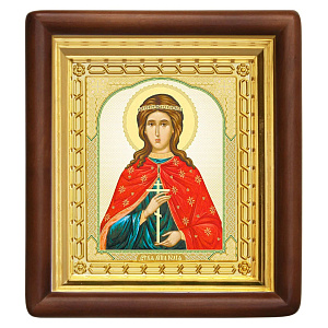 Икона святой мученицы Иулии (Юлии) Анкирской (Коринфской), 18х20 см, деревянный киот (светлый киот)