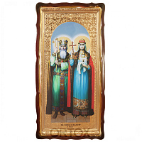 Икона большая храмовая равноапостольных Владимира и Ольги, фигурная рама