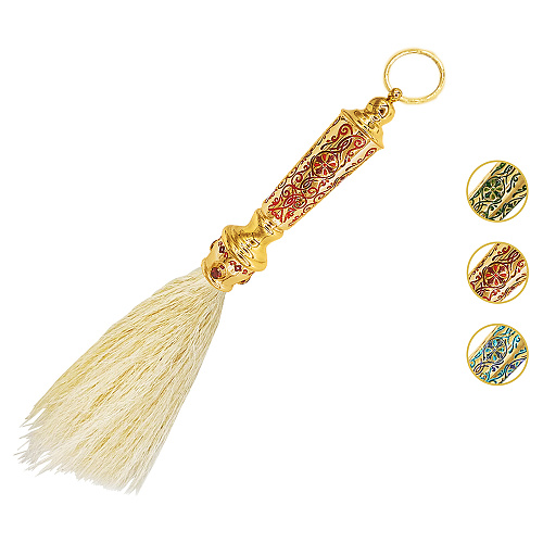 Кропило из ювелирного сплава в позолоте с эмалью и фианитами, длина 39 см