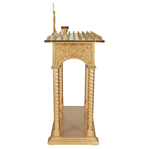 Панихидный стол на 70-100 свечей "Суздальский", цвет "золото", колонны, резьба фото 7