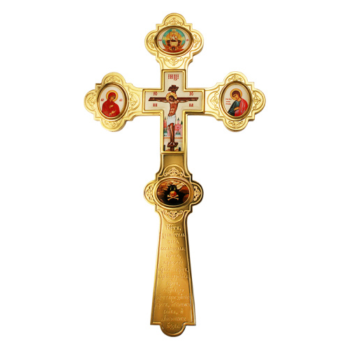 Крест напрестольный латунный в позолоте, 17,5х30 см