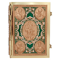 Апостол зелёный, полный оклад "под золото", эмаль, 23х30 см