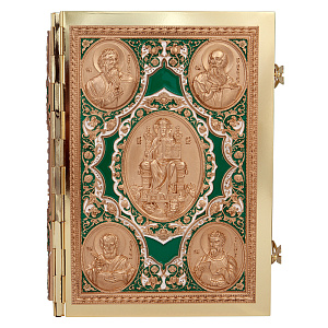 Апостол зелёный, полный оклад "под золото", эмаль, 23х30 см (церковно-славянский язык)