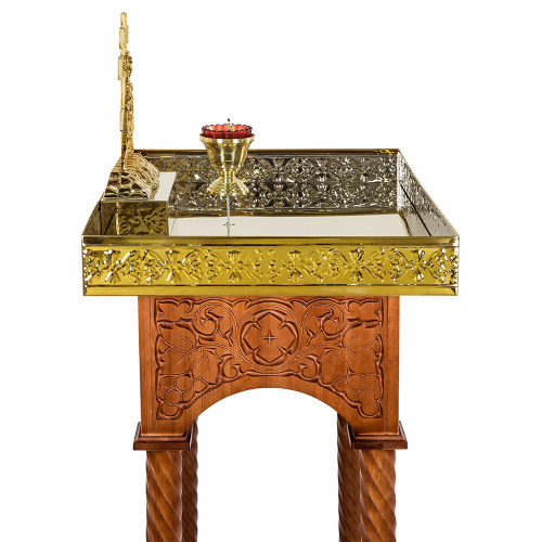 Панихидный стол песковой "Суздальский", цвет "кипарис", колонны, резьба, высота 100 см фото 9