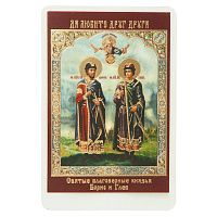 Икона благоверных князей-страстотерпцев Бориса и Глеба, ламинированная, 6х8 см