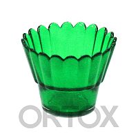 Стаканчик для лампады стеклянный рифленый зеленый