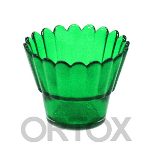 Стаканчик для лампады стеклянный рифленый зеленый (8,5х6,5 см)