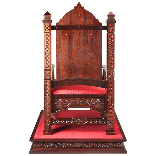 Архиерейский трон "Вятский", резной, темный, 78х72х150 см фото 11