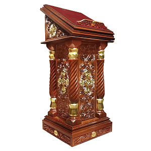 Аналой боковой "Костромской", цвет "кипарис" с золотом (поталь), 50х50х125 см (без дверки)