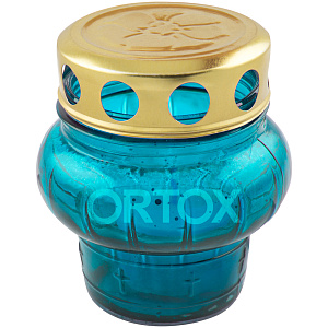 Лампада неугасимая (фонарик) со сменным блоком голубая, 7,5х9 см (стеклянная)