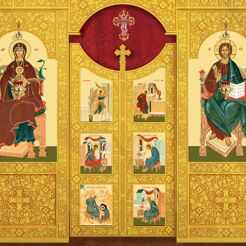 Иконостас деревянный "Суздальский" двухъярусный, цвет "золото", 608х378х25,4 см фото 5 Иконостас деревянный "Суздальский" двухъярусный, цвет "золото", 608х378х25,4 см фото 5