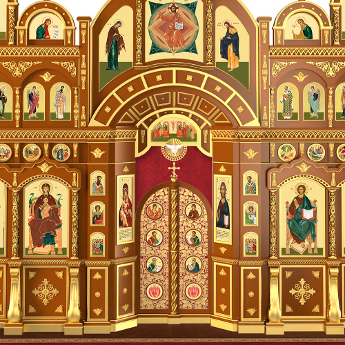 Иконостас "Рождественский" четырехъярусный, цвет "кипарис" с золотом (поталь), 848,5х763х53 см фото 5