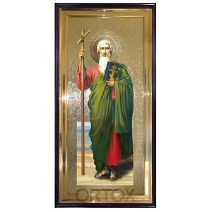 Икона большая храмовая апостола Андрея Первозванного, в прямой раме (30х35 см)
