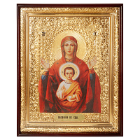Икона большая храмовая Божией Матери "Знамение", прямая рама, 55х70 см, У 8-0016