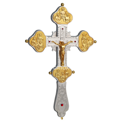 Крест напрестольный, гравировка, камни, 19,5х31 см фото 2