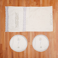 Венчальный комплект "Цветочный узор": рушник и салфетки для свечей (2 шт.), бязь