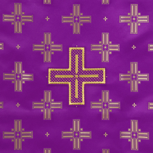 Накидка на аналой перекидная, шелк "Святительский", фиолетовая с золотом, 45,5х200 см фото 4