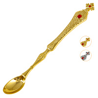 Лжица, цинковый сплав, красные камни, длина 16 см