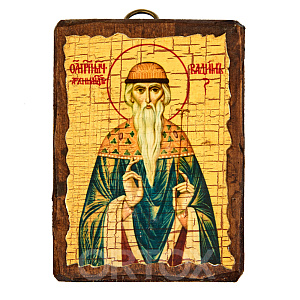 Икона преподобномученика Вадима Персидского, 6,5х9 см, под старину (береза)