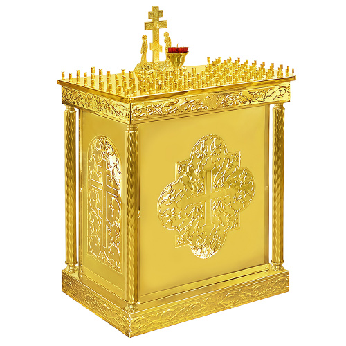 Панихидный стол на 100 свечей "Иерусалимский", колонны, чеканка, 85х50х92 см