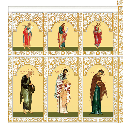 Иконостас деревянный "Суздальский" четырехъярусный белый с золотом (патина), 608х637х25,4 см фото 5 Иконостас деревянный "Суздальский" четырехъярусный белый с золотом (патина), 608х637х25,4 см фото 5