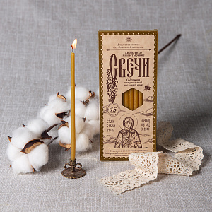 Свечи для домашней молитвы полувосковые "Матрона Московская" (12 шт., №80), упаковка "крафт" (высота 185 мм)
