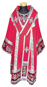 Архиерейское облачение с вышивкой красное, шелк (рисунок "Плетеный")