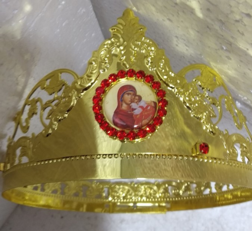 Венцы венчальные, пара, с камнями, высота 10 см, №2, У 55-0341 фото 9