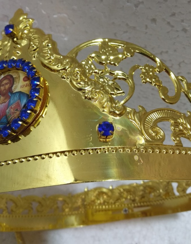 Венцы венчальные, пара, с камнями, высота 10 см, №2, У 55-0341 фото 13