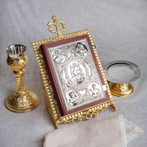 Апостол коричневый, оклад "под серебро", кожа, 23х30 см фото 2