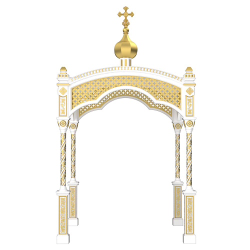 Сень над престолом "Романовская", белая с золотом (поталь), 245х245х440 см фото 3