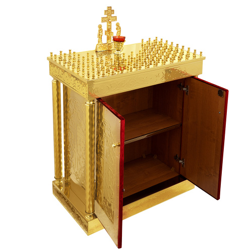 Панихидный стол на 100 свечей "Иерусалимский", колонны, чеканка, 85х50х92 см фото 7