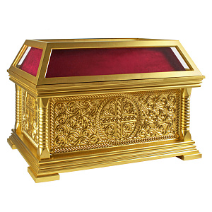 Гробница под Плащаницу "Костромская", цвет "золото" (поталь), 178х118х92 см, У-1037 (красная ткань)