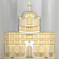 Иконостас шестиярусный (Тамбовская обл.), белый с золотом (поталь), 803х960х35 см