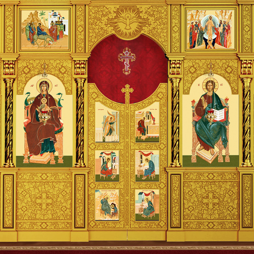 Иконостас деревянный резной "Владимирский" пятиярусный, цвет "золото", 690х860х45 см фото 5 Иконостас деревянный резной "Владимирский" пятиярусный, цвет "золото", 690х860х45 см фото 5