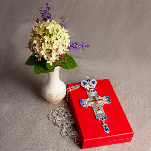 Крест наперсный с цепью, цинковый сплав, камни, 8х18,5 cм фото 7 Крест наперсный с цепью, цинковый сплав, камни, 8х18,5 cм фото 7