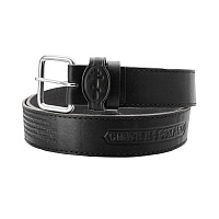 Ремень кожаный черный с молитвой "Живый в помощи" (Псалом 90), 4 см