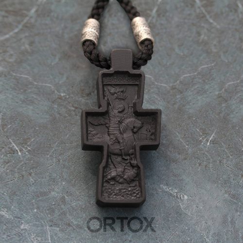 Нательный крест деревянный с серебряным распятием №2 фото 3