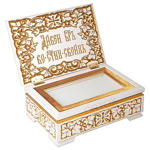 Ковчег для мощей "Суздальский" белый с золотом (краска), 30х20х12 см (ясень)