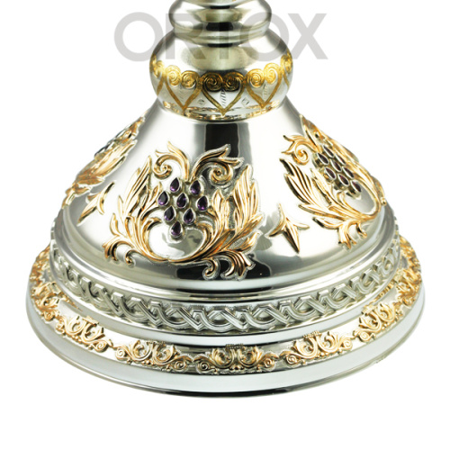 Дискос серебряный с накладками "Богородичный", Ø 28,5 см фото 2