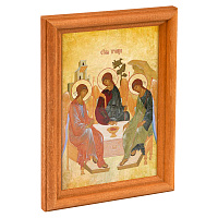 Икона Святой Троицы в деревянной рамке, 12х1,5х17 см