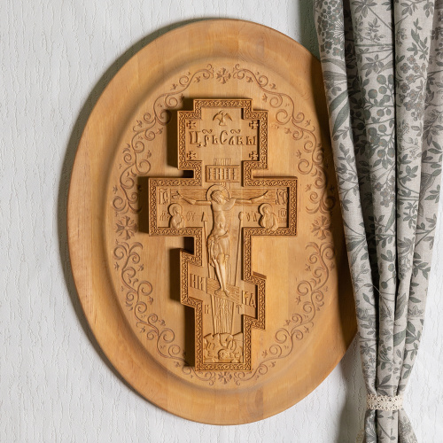 Настенное панно "Крест восьмиконечный", 53х67 см, ольха фото 7