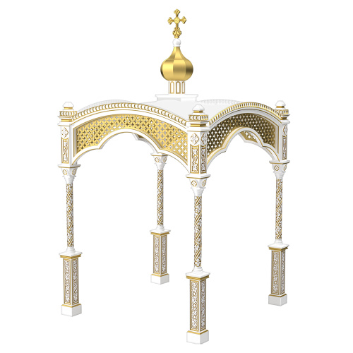 Сень над престолом "Романовская", белая с золотом (патина), 245х245х440 см фото 4