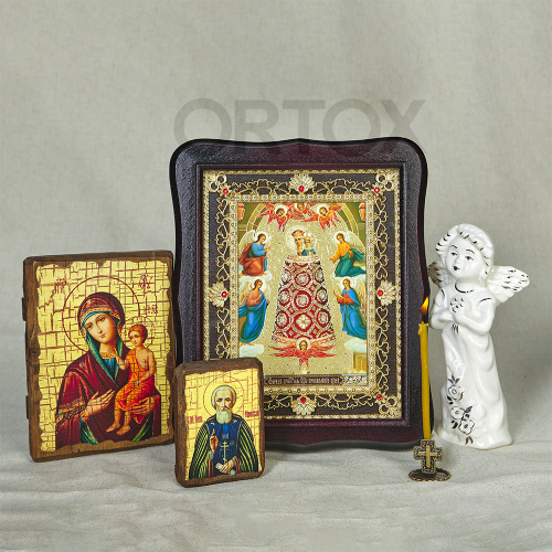 Икона Божией Матери "Прибавление ума", 22х27 см, фигурная багетная рамка фото 2