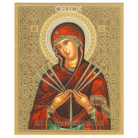 Икона Божией Матери "Семистрельная", 10х12 см, бумага, УФ-лак