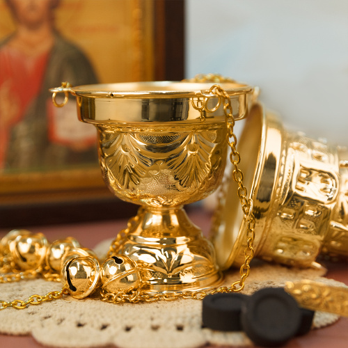 Кадило № 36, латунь, покрытие под золото, 13х27 см фото 4 Кадило № 36, латунь, покрытие под золото, 13х27 см фото 4