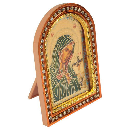 Икона настольная Божией Матери "Ахтырская", пластиковая рамка, 6,4х8,6 см фото 2