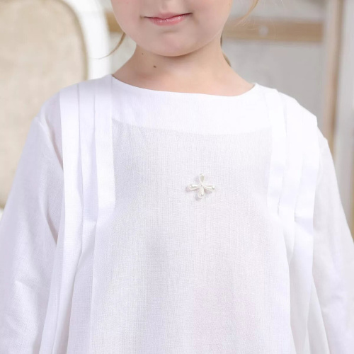Рубашка для крещения "Звездочка" белая из муслина, размер в ассортименте фото 3