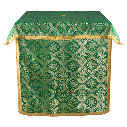 Облачение на престол зеленое, церковный шелк, 100х100х100 см фото 2