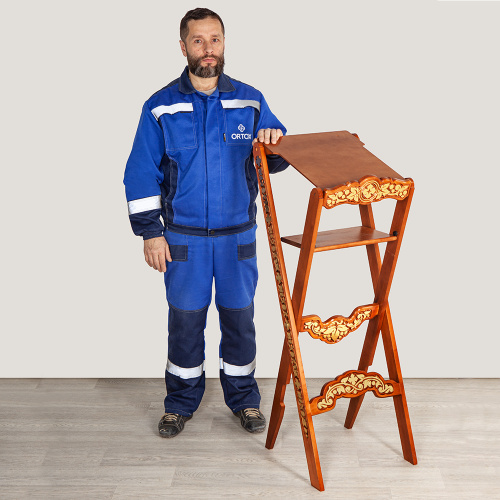 Аналой раскладной "Суздальский", цвет "кипарис" с золотом (поталь), с полкой фото 8